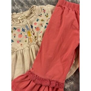 Matilda Jane Embroidered Floral Swing Top & Coral Ruffle Pant 2 VGUC PRECIOUS